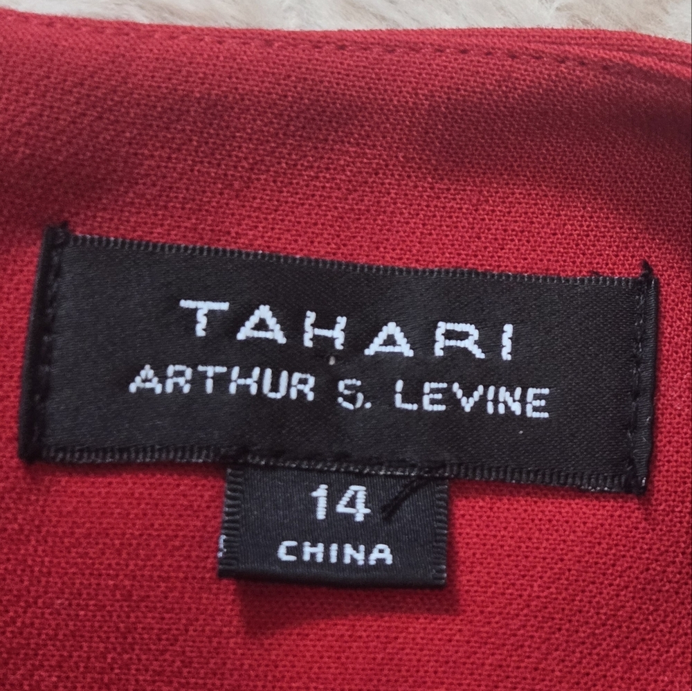 Tahari Red Sleeveless Fit & Flare Cocktail Formal Skater Dress, Size 14 - Picture 6 of 8